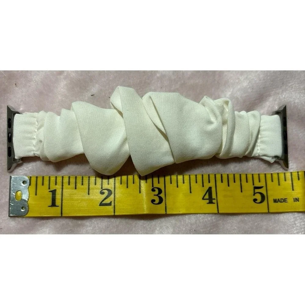 NEW Off White Chiffon Fabric Scrunchie Band for Apple Watch 42mm/44mm/45mm